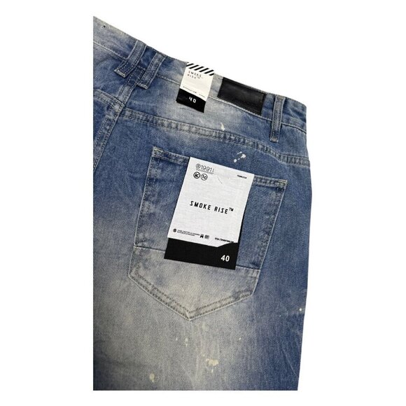 NWT SMOKE RISE Distressed Summer Streetwear Denim Jean Shorts Jorts Mens XL - Picture 5 of 7